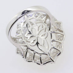 Sterling Silver Semi Mount Ring Setting Cab Oval OV 20x15mm Halo Accent - Syzjewelry