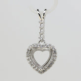 Sterling Silver Semi Mount Pendant Setting Heart HT 10x10mm RD 2.5mm White Topaz - Syzjewelry