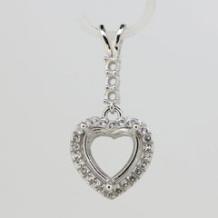 Sterling Silver Semi Mount Pendant Setting Heart HT 10x10mm RD 2.5mm White Topaz - Syzjewelry