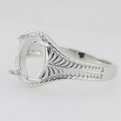 14K White Gold Semi Mount Ring Setting Oval OV 10X8mm Vintage Repro - Syzjewelry
