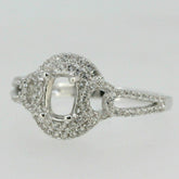 Sterling Silver Semi Mount Ring Setting Oval OV 7x5mm Double Halo White Topaz - Syzjewelry