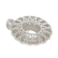 Sterling Silver Semi Mount Pendant Setting Oval OV 9X7mm Triple Halo Accent - Syzjewelry