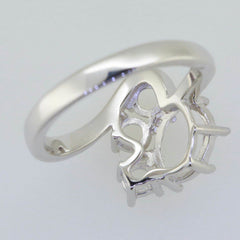 14K White Gold Semi Mount Ring Setting Oval OV 9x7mm RD 4x4mm - Syzjewelry
