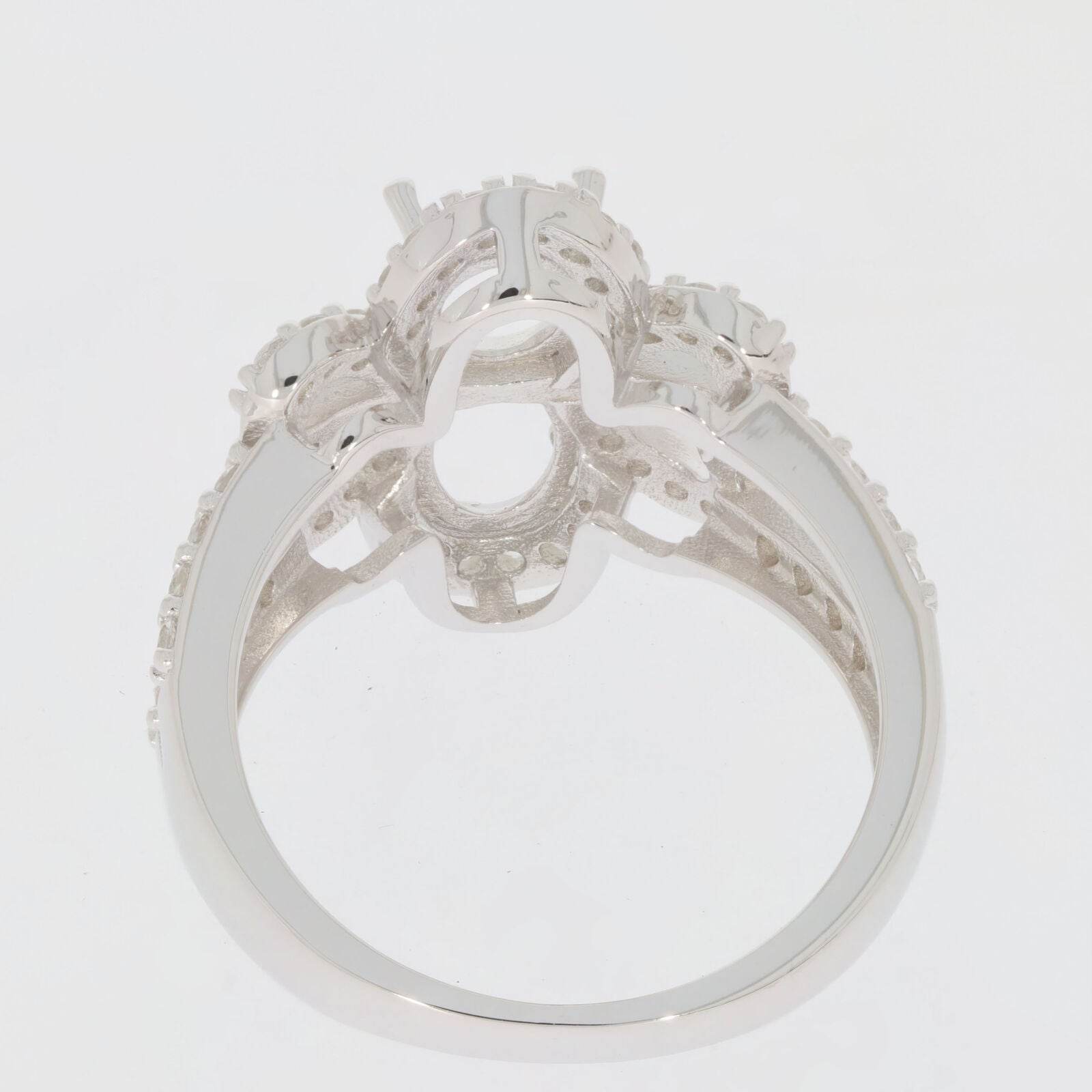 Sterling Silver Semi Mount Ring Setting Oval OV 7X5mm Twin Stone - Syzjewelry