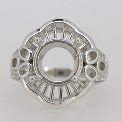 Vintage Style Sterling Silver Semi Mount Ring Setting Round RD 10x10mm - Syzjewelry
