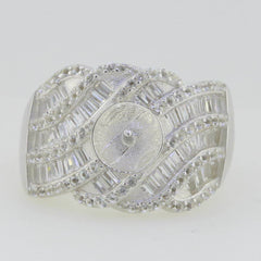 Sterling Silver Semi Mount Ring Setting Pearl Round RD 10X10mm Baguett - Syzjewelry