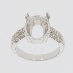Sterling Silver Semi Mount Ring Setting Oval OV 13X11mm PJC6288R - Syzjewelry