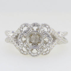 Sterling Silver Semi Mount Ring Setting Round RD 6.5x6.5mm RD 6 Halo E - Syzjewelry