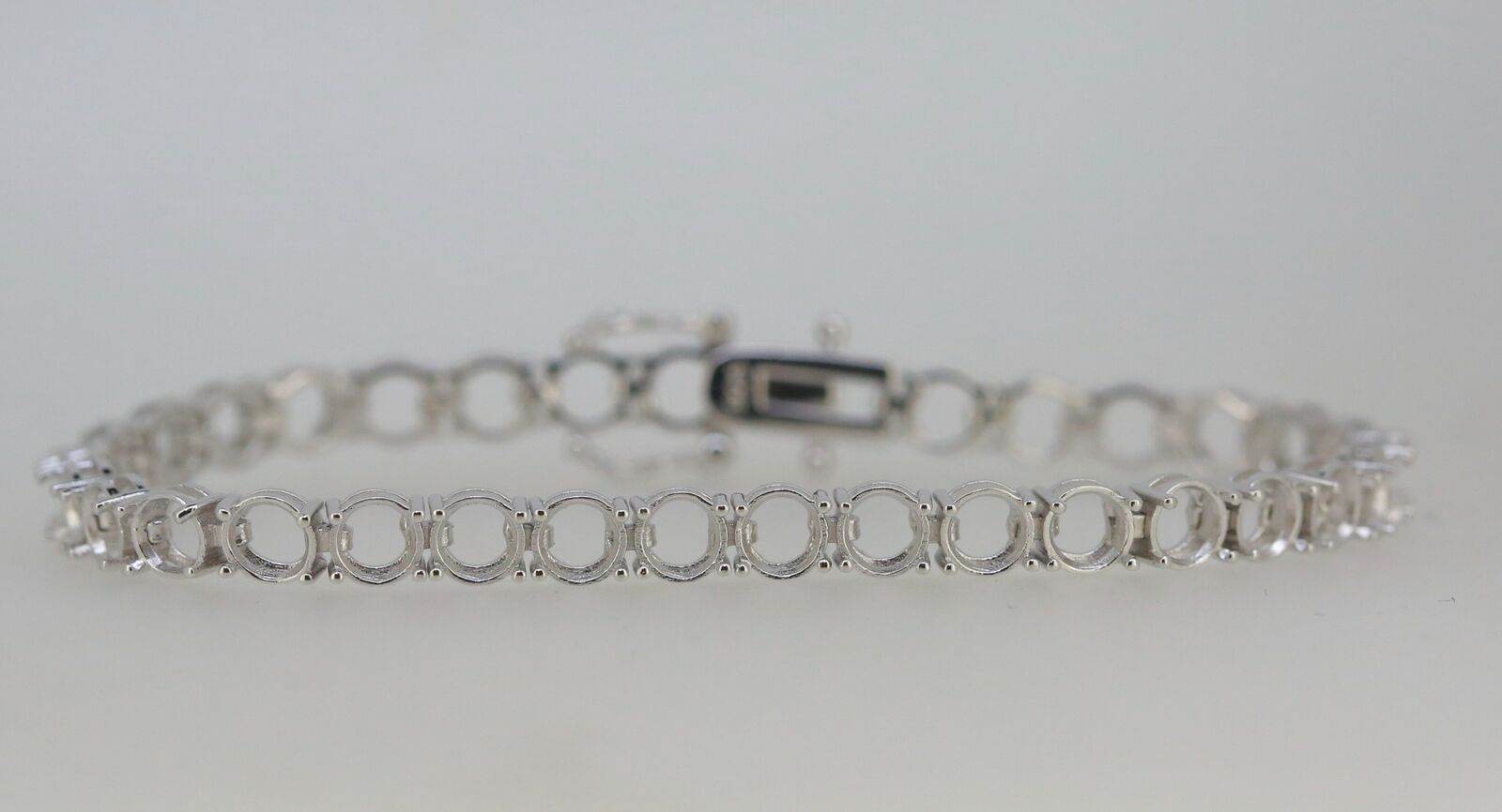 Sterling Silver Semi Mount Tennis Bracelet Setting RD 5x5mm - Syzjewelry