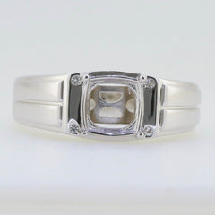 Men’s Sterling Silver Semi Mount Ring Setting Cushion CU 8X8mm - Syzjewelry