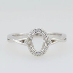 Sterling Silver Semi Mount Ring Setting Oval OV 7x5mm cross shank Whit - Syzjewelry