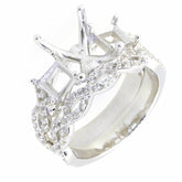 Sterling Silver Semi Mount Ring Setting Emerald OCT 10X8mm SQ5x5 3 Stone - Syzjewelry