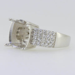 Sterling Silver Semi Mount Ring Setting Cushion CU 12X12mm Accent - Syzjewelry