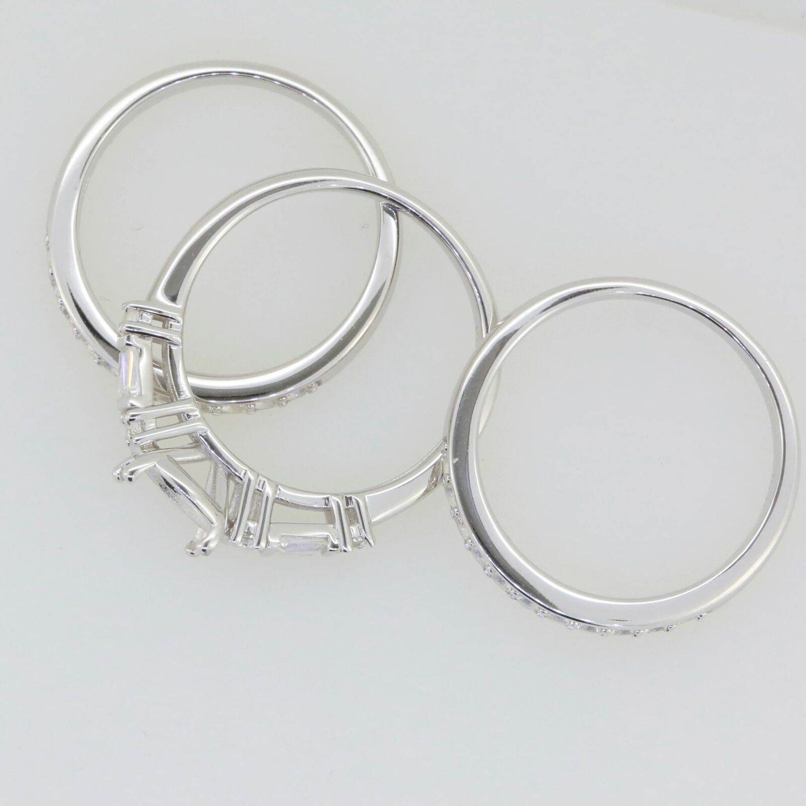 3 PC set 14K White Gold Semi Mount Ring Setting Round RD 8x8mm - Syzjewelry