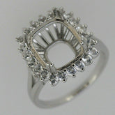 Sterling Silver Semi Mount Ring Setting Cushion CU 12x10mm Halo White Topaz - Syzjewelry