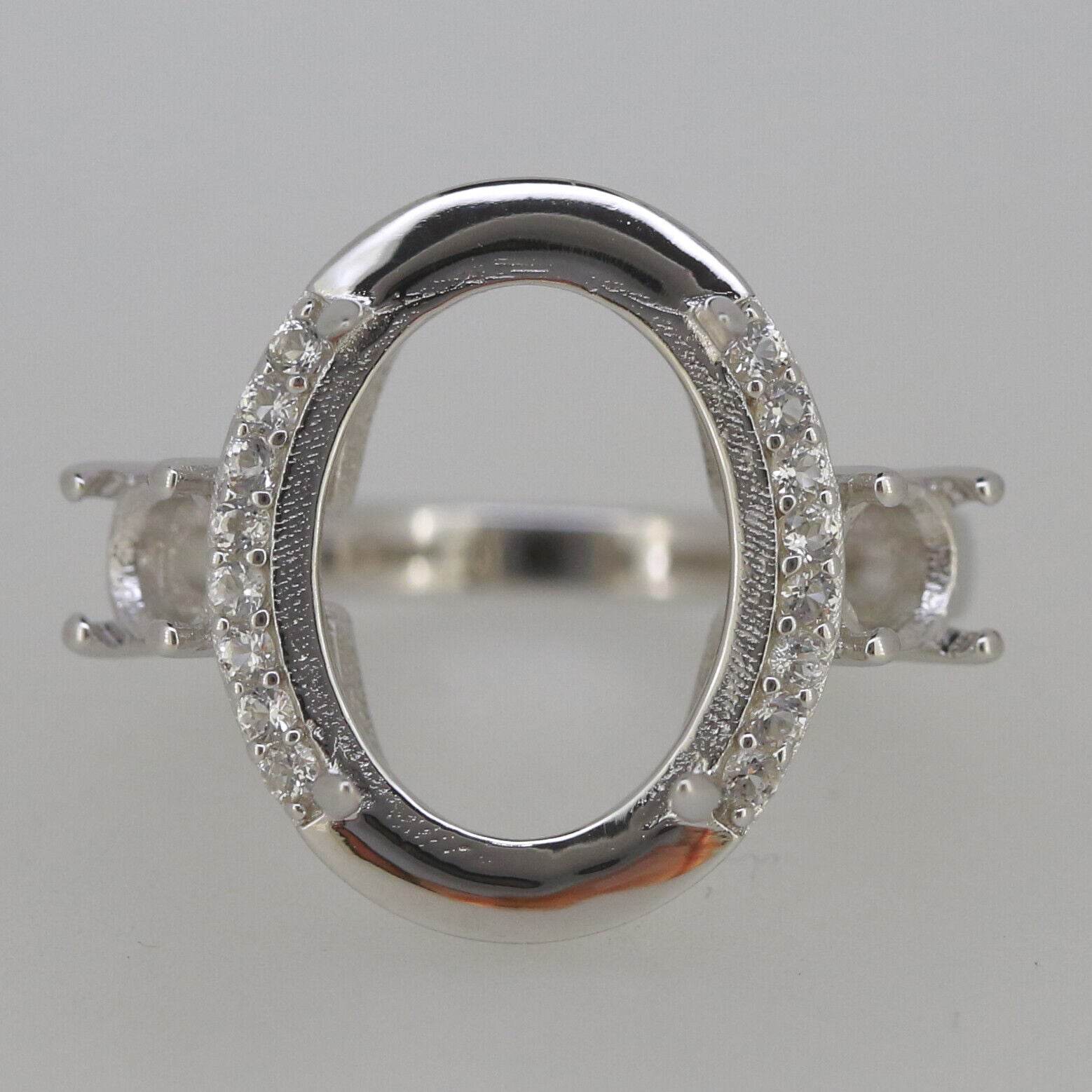 Sterling Silver Semi Mount Ring Setting Oval OV 16x12mm Cabochon White - Syzjewelry