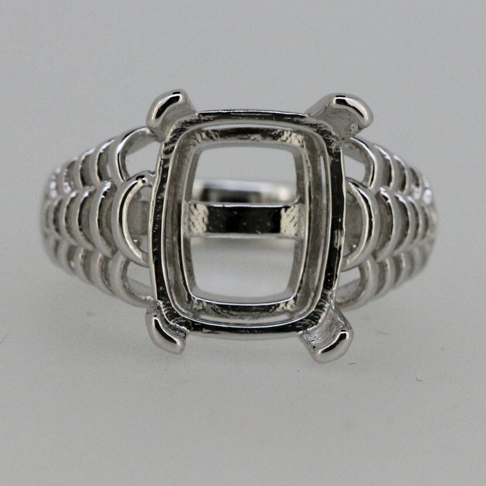 Sterling Silver Semi Mount Ring Setting cabochon Cushion Cu 12x10mm - Syzjewelry
