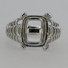 Sterling Silver Semi Mount Ring Setting cabochon Cushion Cu 12x10mm - Syzjewelry