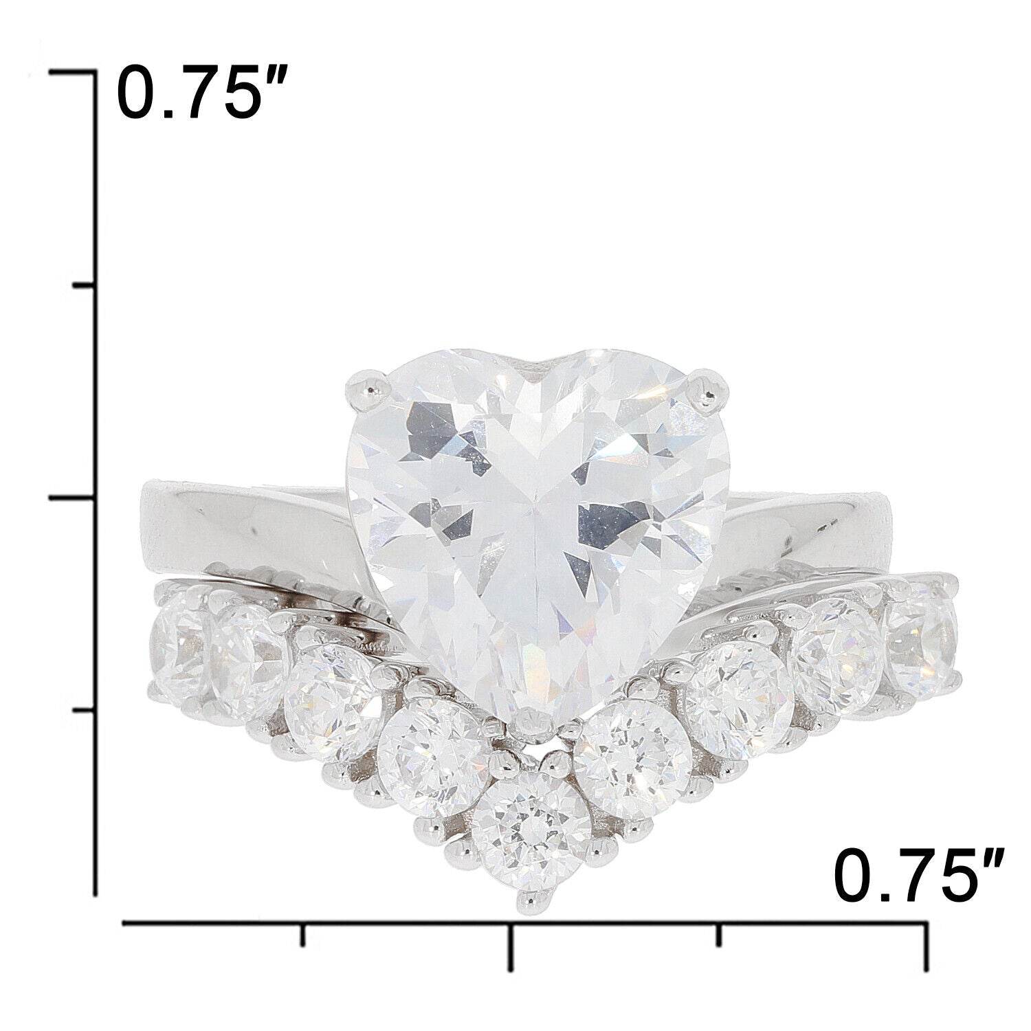 2 piece Set Sterling Silver Semi Mount Ring Setting Heart HT 10X10mm - Syzjewelry