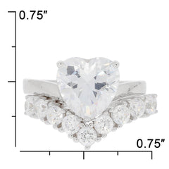 2 piece Set Sterling Silver Semi Mount Ring Setting Heart HT 10X10mm - Syzjewelry