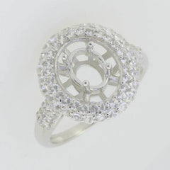 Sterling Silver Semi Mount Ring Setting Oval OV 8X6mm White Topaz - Syzjewelry