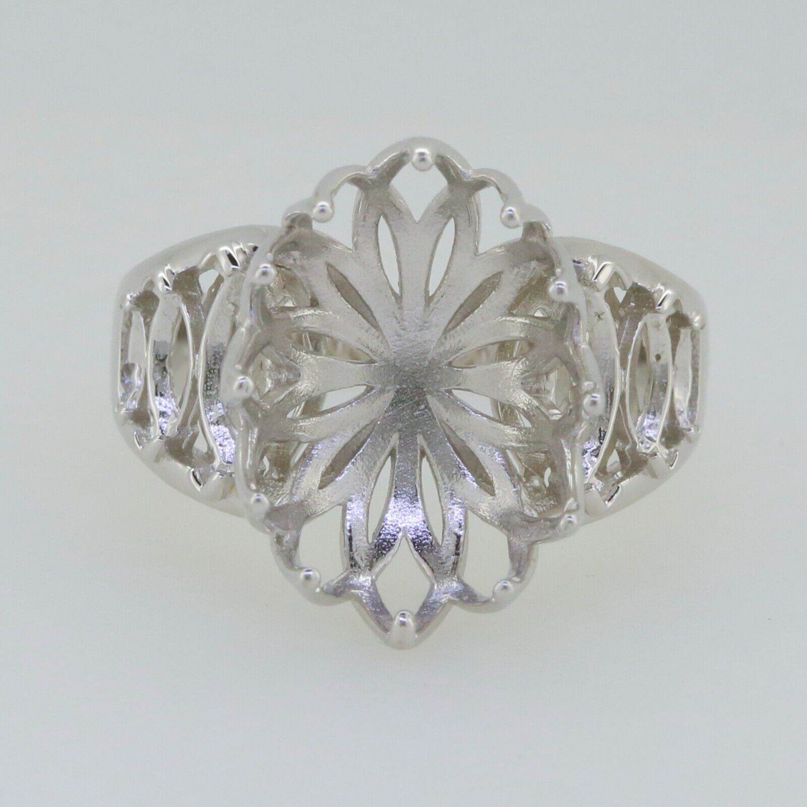 Sterling Silver Semi Mount Ring Setting Oval OV 18x13mm Vintage Style - Syzjewelry