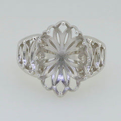 Sterling Silver Semi Mount Ring Setting Oval OV 18x13mm Vintage Style - Syzjewelry