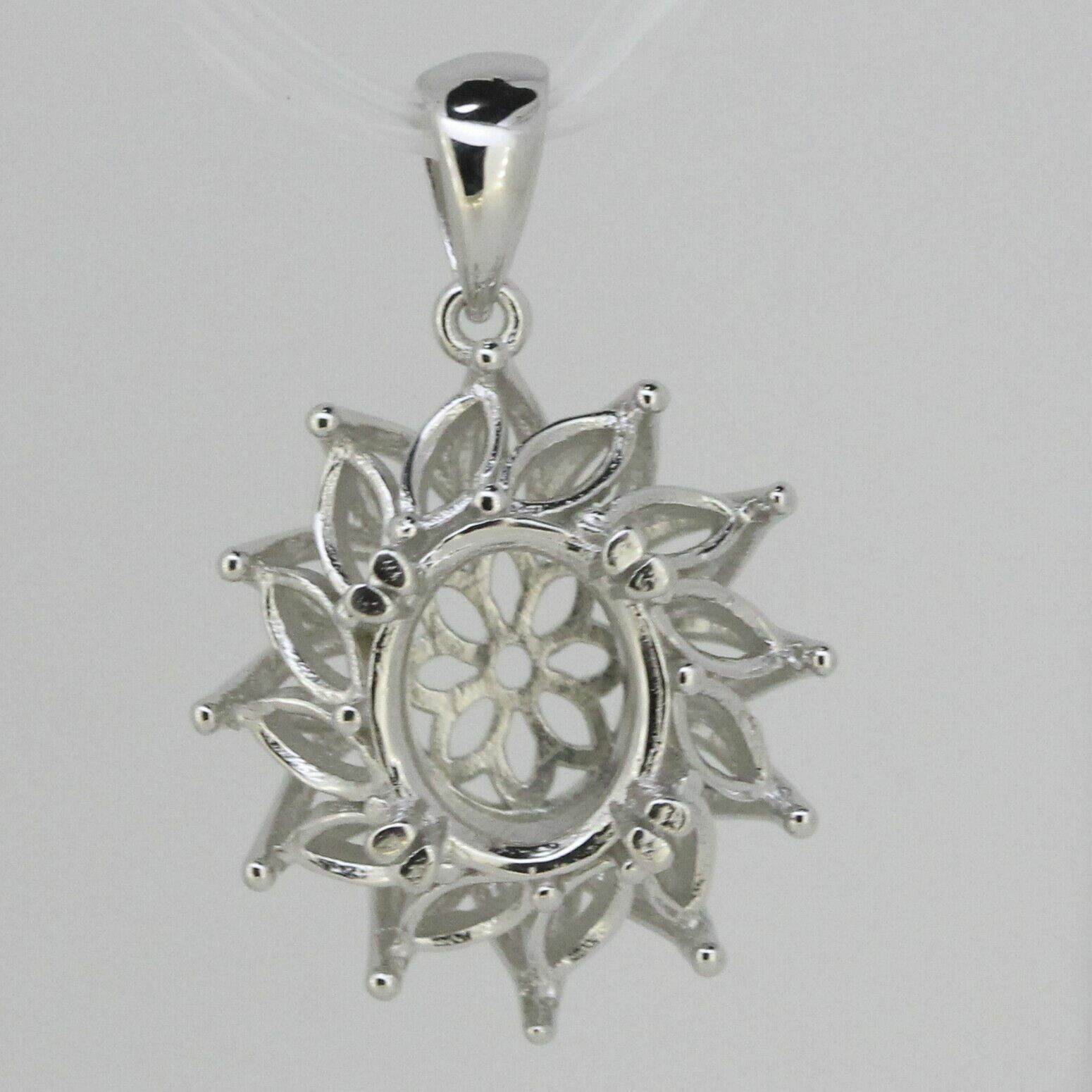 Sterling Silver Semi Mount Pendant Setting Oval OV 10x8mm Marquise 5x2.5mm - Syzjewelry