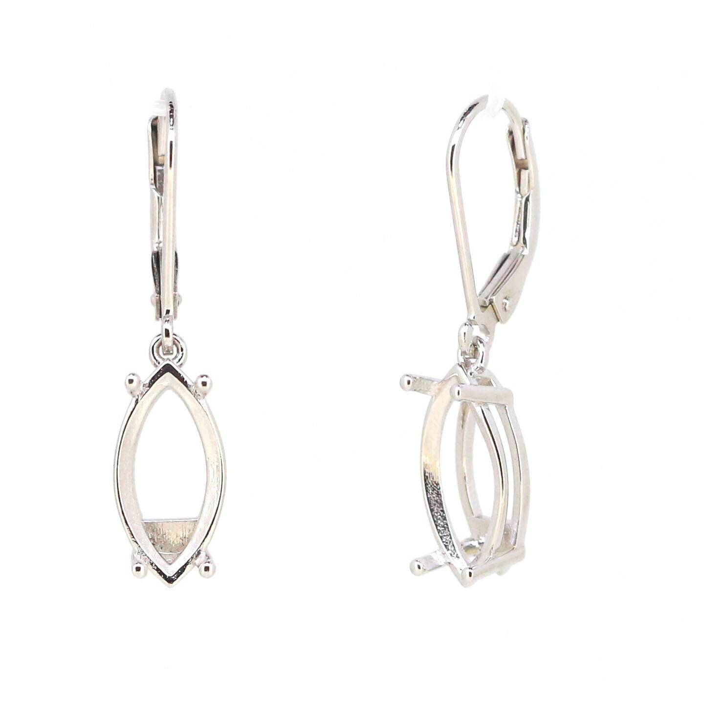 Sterling Silver Semi Mount Earrings Setting Marquise MQ 14x7mm Leverba - Syzjewelry