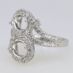 Sterling Silver Semi Mount Ring Setting OV8X6 mm White Topaz - Syzjewelry