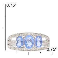 Sterling Silver Semi Mount Ring Setting Oval OV 7X5mm OV 6x4mm 3 Stone 14628 - Syzjewelry