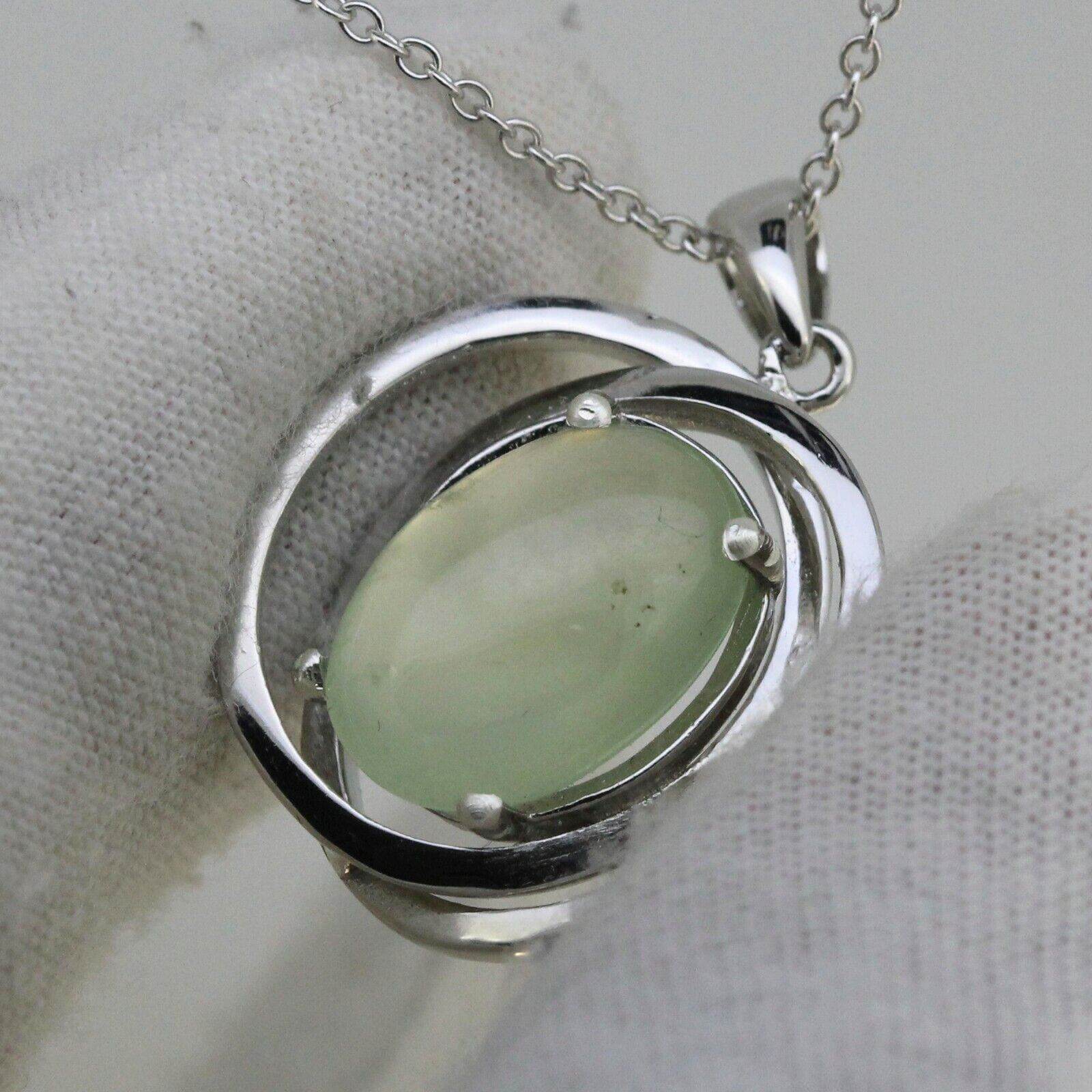Huge Genuine Natural Prenite Sterling Silver Pendant Apple Theme White Topaz - Syzjewelry