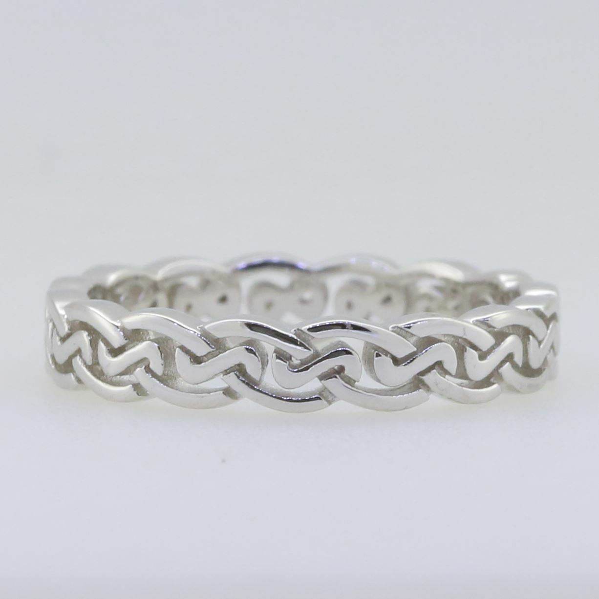 14K White Gold 4 mm Celtic Knot Band Ring - Syzjewelry