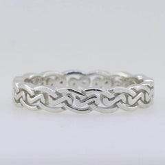 14K White Gold 4 mm Celtic Knot Band Ring - Syzjewelry