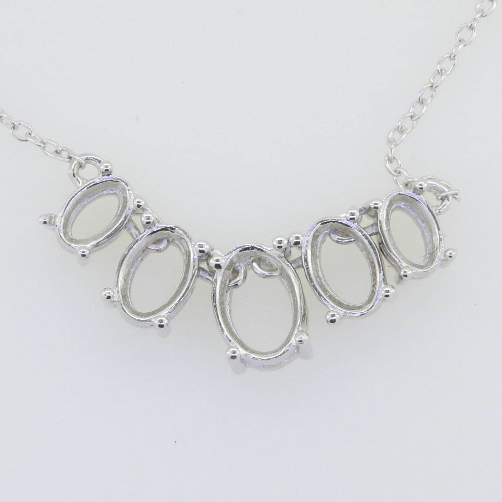 14K White Gold Semi Mount Pendant Setting Oval OV 8X6mm OV7x5mm OV 6x4mm - Syzjewelry