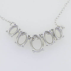 14K White Gold Semi Mount Pendant Setting Oval OV 8X6mm OV7x5mm OV 6x4mm - Syzjewelry