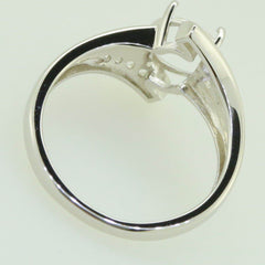 Sterling Silver Semi Mount Ring Setting Oval OV 10x8mm Topaz By Pass - Syzjewelry