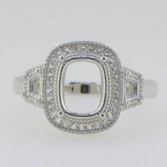 14K White Gold Semi Mount Ring Setting Cushion CU 9x7mm GTL20270R14KW - Syzjewelry