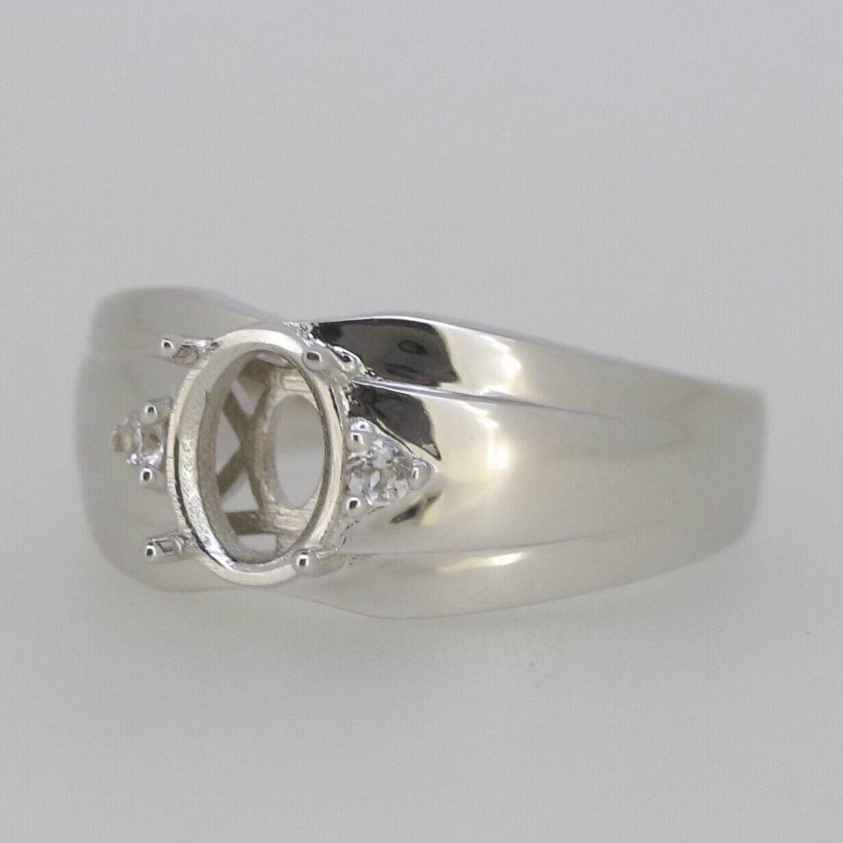 Sterling Silver Semi Mount Ring Setting OV 8x6mm White Topaz N0370GTL19578R - Syzjewelry