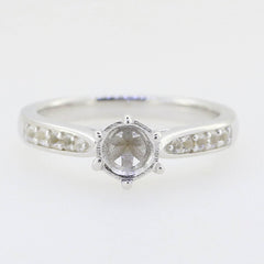 Sterling Silver Semi Mount Ring Setting Round RD 6x6 mm solitaire Whit - Syzjewelry