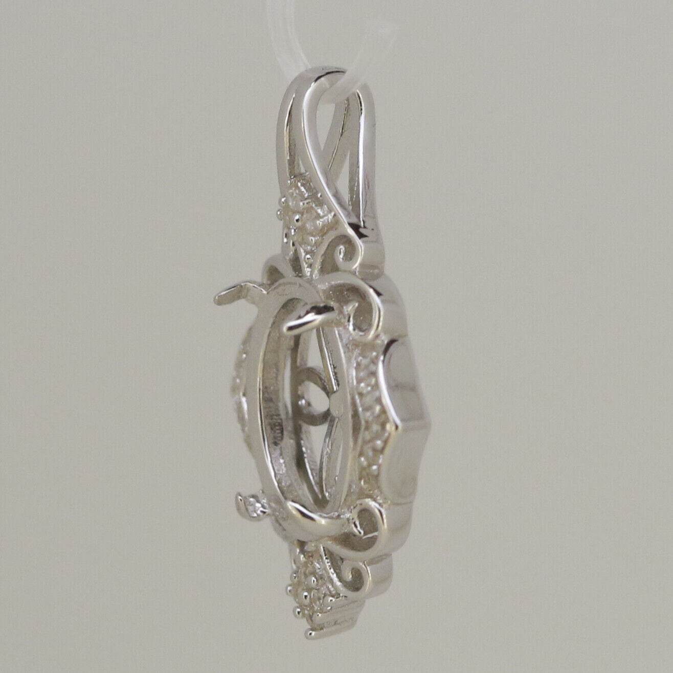 Sterling Silver Semi Mount Pendant Setting Oval OV 12x10mm White Topaz Solid - Syzjewelry