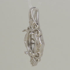 Sterling Silver Semi Mount Pendant Setting Oval OV 12x10mm White Topaz Solid - Syzjewelry