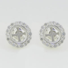 Sterling Silver Semi Mount Earrings Setting Round RD 8x8mm White Topaz PJ - Syzjewelry
