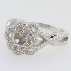 Sterling Silver Semi Mount Ring Setting Round RD 6.5x6.5mm RD 6 Halo E - Syzjewelry