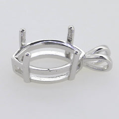 Sterling Silver Semi Mount Pendant Setting Marquise MQ 16x10mm White Topaz - Syzjewelry