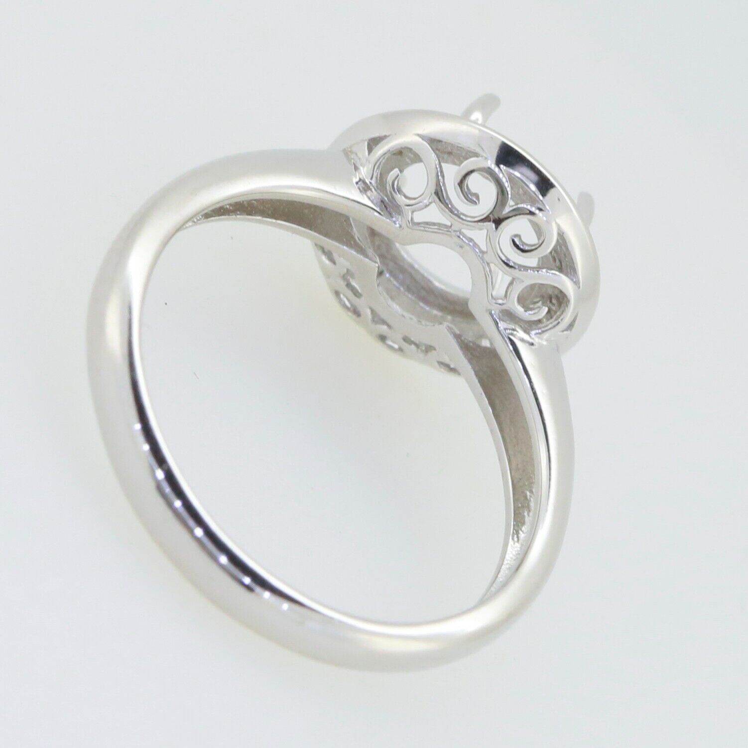 Sterling Silver Semi Mount Ring Setting Round Rd 8x8mm Halo White Topaz - Syzjewelry