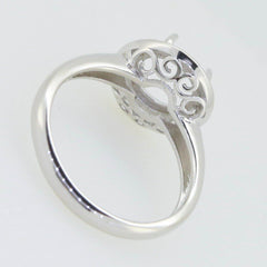 Sterling Silver Semi Mount Ring Setting Round Rd 8x8mm Halo White Topaz - Syzjewelry