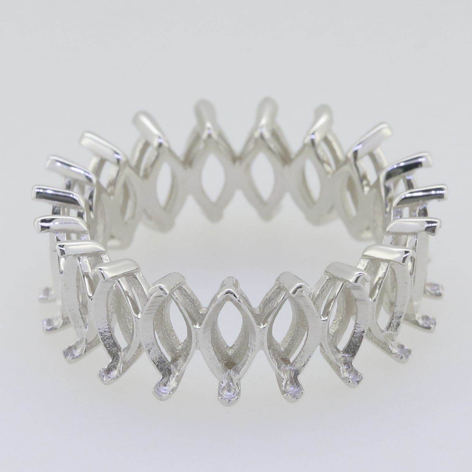 14K White Gold Semi Mount Ring Setting Marquise MQ 7x3.5mm - Syzjewelry