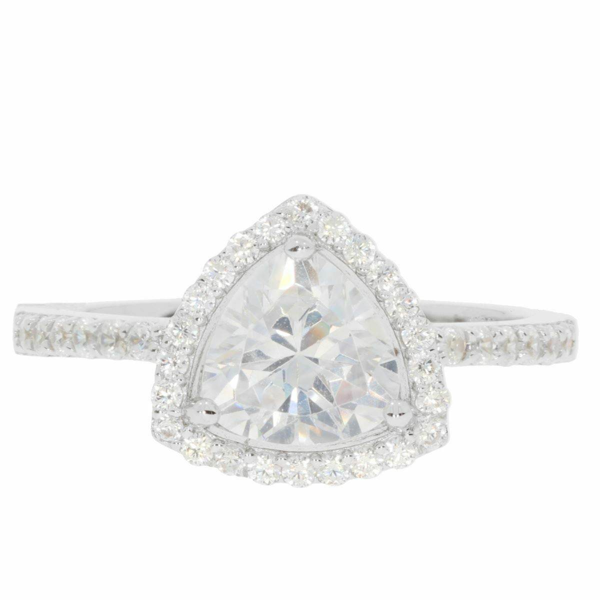 Sterling Silver Semi Mount Ring Setting TRI 7X7mm White Topaz Solid - Syzjewelry