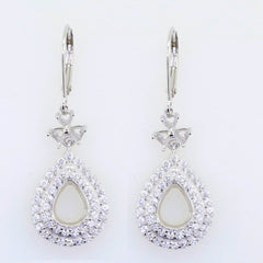 Sterling Silver Semi Mount Pendant Setting Pear PE 9x7mm Double Halo Topaz - Syzjewelry